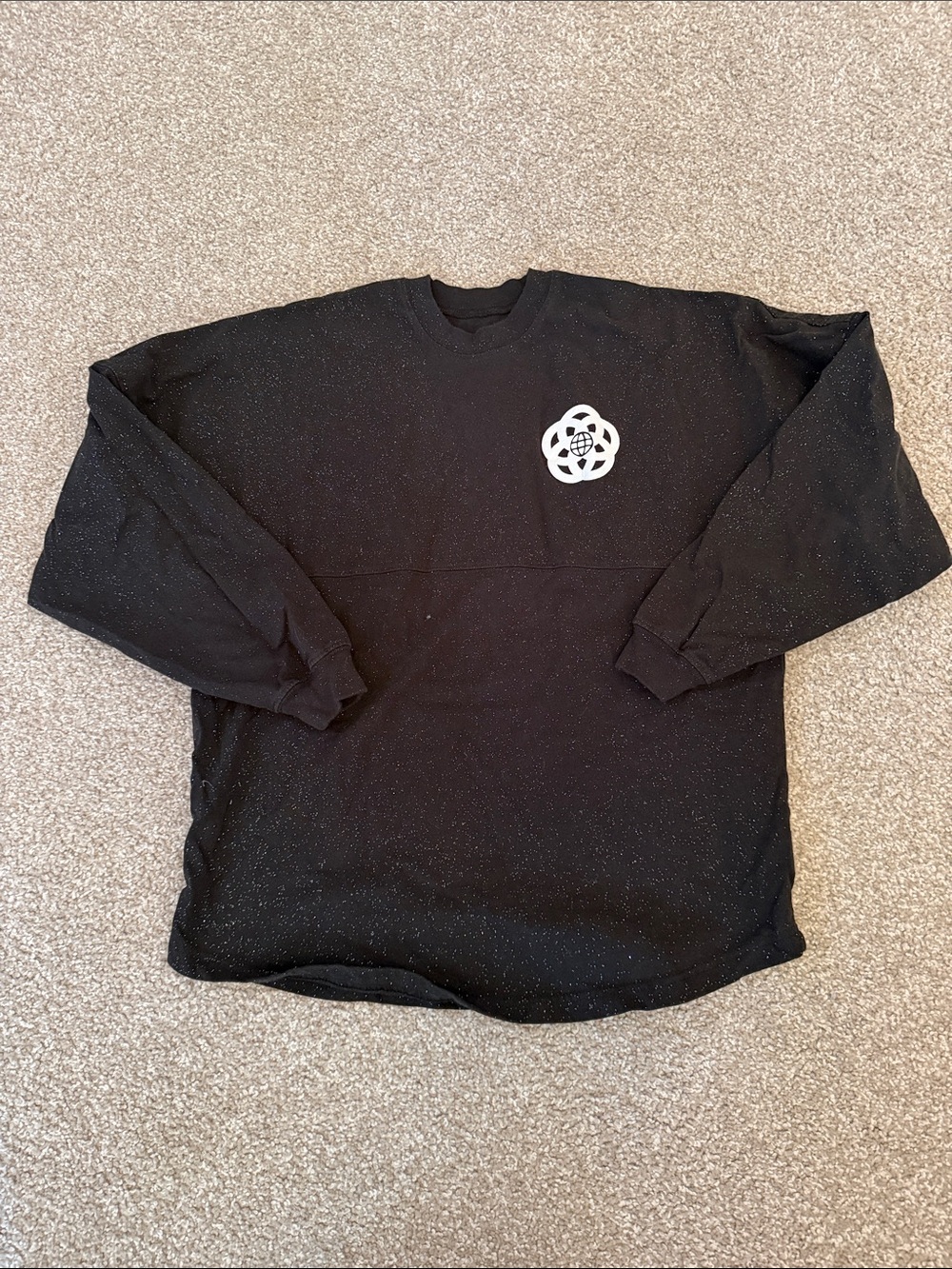 Men's Black Crewneck Sweatshirt with White Chest Emblem
